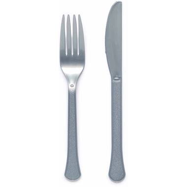 Cutlery Plastic Graphite 24 Pieces