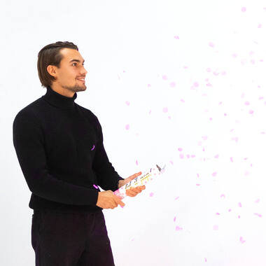 Confetti Cannon Pink Round Paper 28 cm