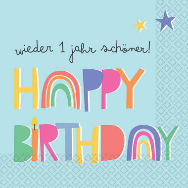 16 napkins "Happy Birthday - wieder 1 Jahr schöner" 33cm x 33cm