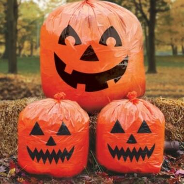 3 Decoration Bags Pumpkin Plastic 91.4 x 121.9 cm / 60.9 x 76.2 cm
