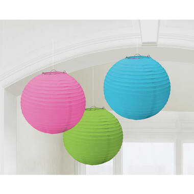 3 Lanterns Multicolour Paper 24.1 cm