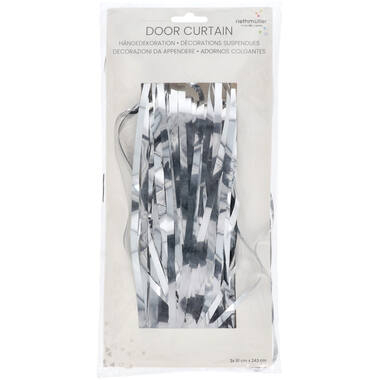 Door Curtain Silver Metallic Plastic 243 x 91.4 cm