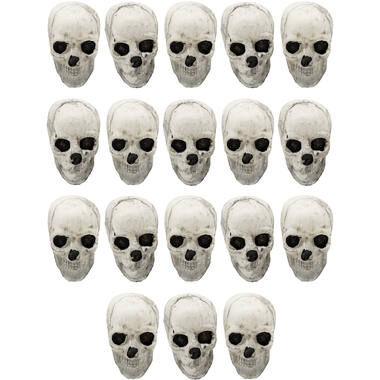 18 Mini Skulls Trick Or Treat Plastic 5 x 2.54 cm