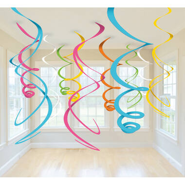 12 Swirl Decorations Multicolour Foil 55.8 cm