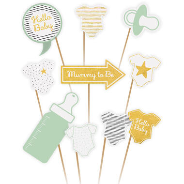 Photo Booth Kit Hello Baby Paper 10 Parts