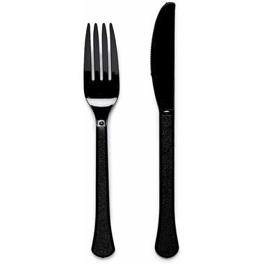 Cutlery Plastic Charcoal 24 Pieces