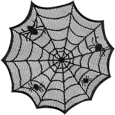 4 Spiderweb Placemats Round Lace 31 x 31 cm