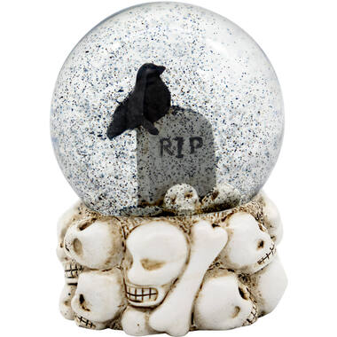 Glass Sphere Gravestone with Crow 6,5 cm x 8,5 cm