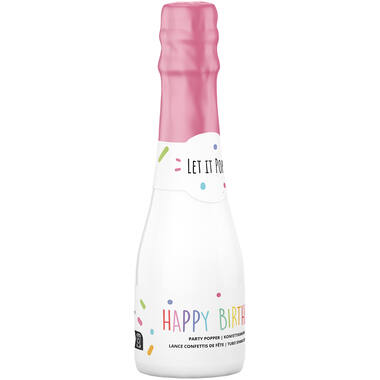 Confetti Popper Bottle Multicolor Round Paper 16cm Pink Bottle