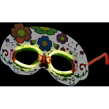 Glow Stick Mask White Floral Plastic 19 x 11 cm