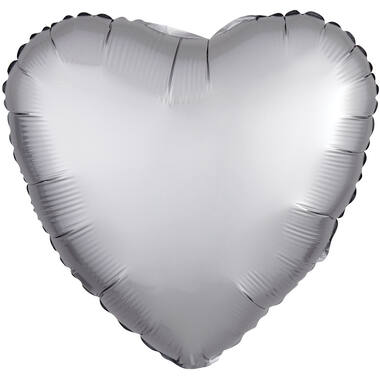 Standard Silk Lustre Silver Heart Foil Balloon C16 Packaged 43 cm