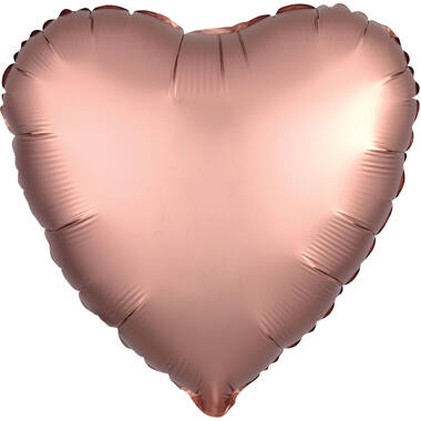 Standard Silk Lustre Rose Copper Heart Foil Balloon C16 Packaged 43 cm