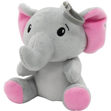 2-in-1 plush toy balloon weight elephant with pink ears, with hook, 11cm, 90g