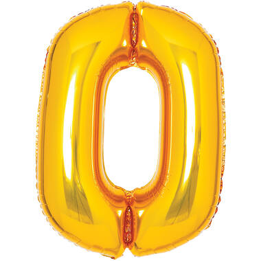 Medium Number 0 Gold Foil Balloon N26 Packaged 26IN 67 cm x 47 cm