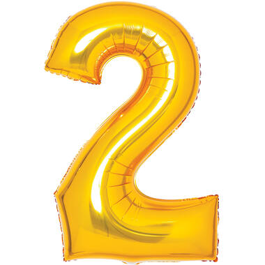 Medium Number 2 Gold Foil Balloon N26 Packaged 26IN 70 cm x 51 cm