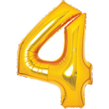 Medium Number 4 Gold Foil Balloon N26 Packaged 26IN 74 cm x 51 cm