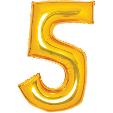 Medium Number 5 Gold Foil Balloon N26 Packaged 26IN 72 cm x 52 cm