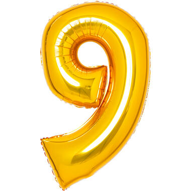 Medium Number 9 Gold Foil Balloon N26 Packaged 26IN 74 cm x 47 cm