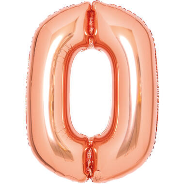 Medium Number 0 Rose Gold Foil Balloon N26 Packaged 26IN 67 cm x 47 cm