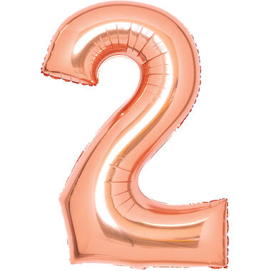 Medium Number 2 Rose Gold Foil Balloon N26 Packaged 26IN 70 cm x 51 cm