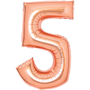 Medium Number 5 Rose Gold Foil Balloon N26 Packaged 26IN 72 cm x 52 cm