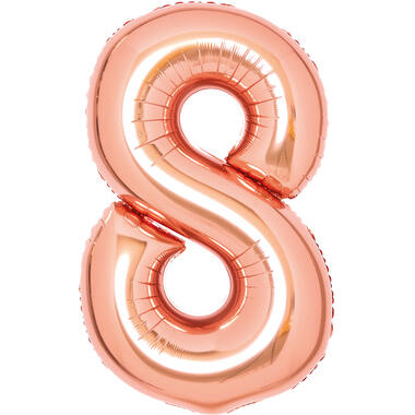 Medium Number 8 Rose Gold Foil Balloon N26 Packaged 26IN 74 cm x 49 cm
