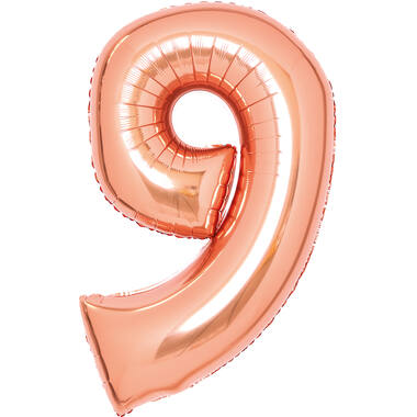 Medium Number 9 Rose Gold Foil Balloon N26 Packaged 26IN 74 cm x 47 cm