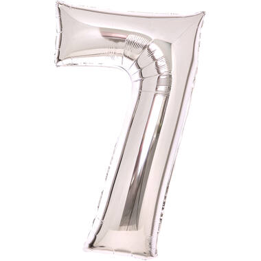 Medium Number 7 Silver Foil Balloon N26 Packaged 26IN 70 cm x 45 cm