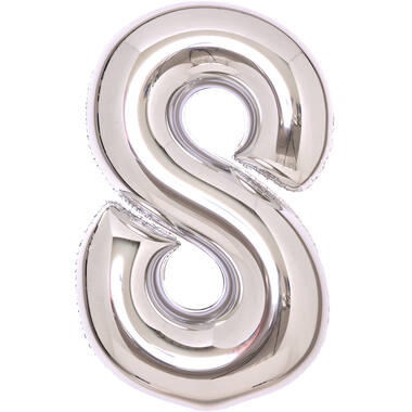 Medium Number 8 Silver Foil Balloon N26 Packaged 26IN 74 cm x 49 cm