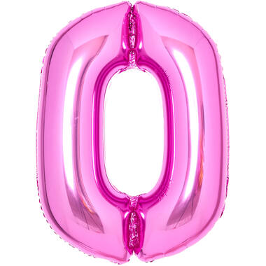 Medium Number 0 Pink Foil Balloon N26 Packaged 26IN 67 cm x 47 cm