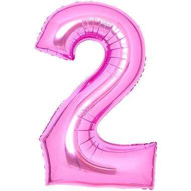 Medium Number 2 Pink Foil Balloon N26 Packaged 26IN 70 cm x 51 cm