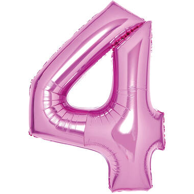 Medium Number 4 Pink Foil Balloon N26 Packaged 26IN 74 cm x 51 cm