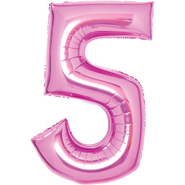 Medium Number 5 Pink Foil Balloon N26 Packaged 26IN 72 cm x 52 cm