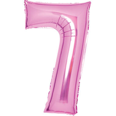Medium Number 7 Pink Foil Balloon N26 Packaged 26IN 70 cm x 45 cm