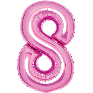 Medium Number 8 Pink Foil Balloon N26 Packaged 26IN 74 cm x 49 cm
