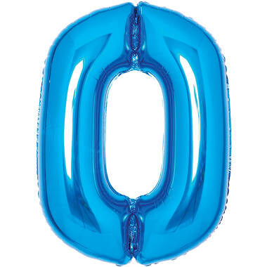 Medium Number 0 Blue Foil Balloon N26 Packaged 26IN 67 cm x 47 cm