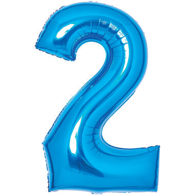 Medium Number 2 Blue Foil Balloon N26 Packaged 26IN 70 cm x 51 cm