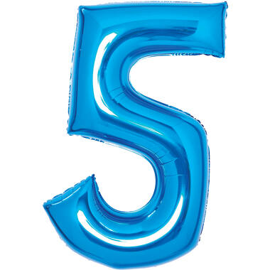Medium Number 5 Blue Foil Balloon N26 Packaged 26IN 72 cm x 52 cm