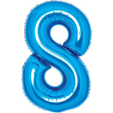 Medium Number 8 Blue Foil Balloon N26 Packaged 26IN 74 cm x 49 cm