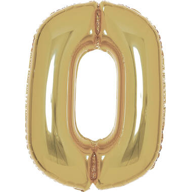 Large Number 0 White Gold Foil Balloon N34 Packaged 90 cm x 64 cm
