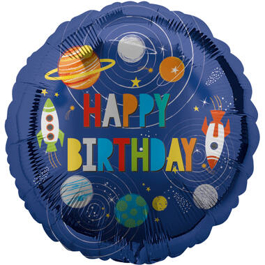 Standard Holographic HBD Outer Space Foil Balloon C55 Packaged 43 cm