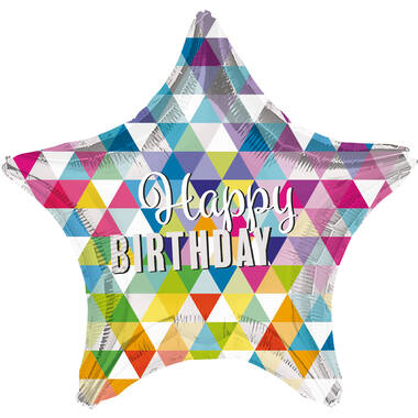 Large Shape HBD Star Patterns Foil Balloon H40 Packaged