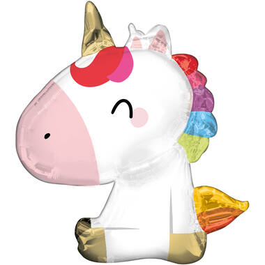 Large Shape Sitting Unicorn Foil Balloon H40 Packaged 54 cm x 70 cm