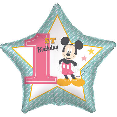 Standard Mickey 1st Birthday Foil Balloon C60 Packaged 43 cm
