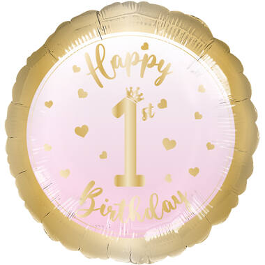 Standard 1st Birthday Girl Foil Balloon C40 Packaged 43 cm