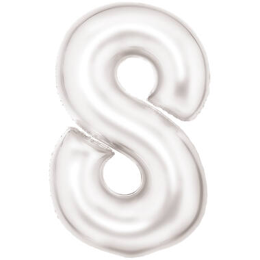 Large Number Silk Lustre 8 White Foil Balloon N34 Packaged 86 cm x 54 cm