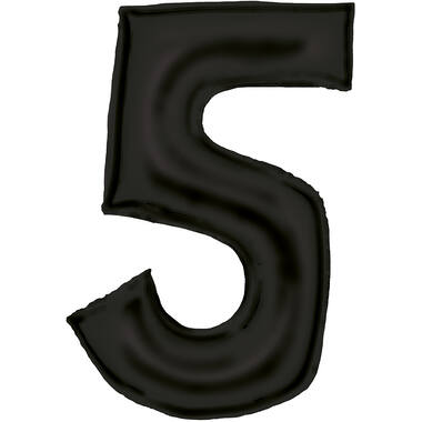 Large Number Silk Lustre 5 Black Foil Balloon N34 Packaged 89 cm x 55 cm