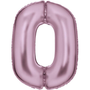 Large Number Silk Lustre 0 Pastel Pink Foil Balloon N34 Packaged 34IN 90 cm x 64 cm