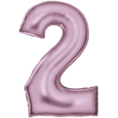 Large Number Silk Lustre 2 Pastel Pink Foil Balloon N34 Packaged 34IN 86 cm x 55 cm