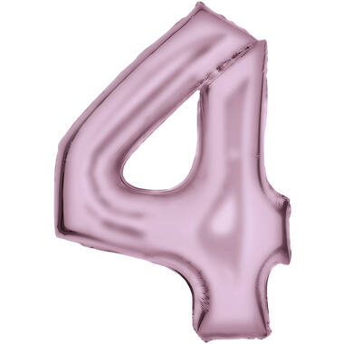 Large Number Silk Lustre 4 Pastel Pink Foil Balloon N34 Packaged 34IN 93 cm x 65 cm